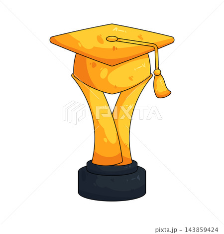 Illustration of golden graduation trophy 143859424