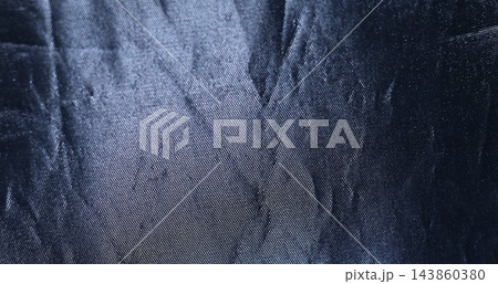 Dark Blue Wrinkled Fabric Texture Moody Denim Textile Surface Background Dark Blue Wrinkled Fabric Texture Moody Denim Textile Surface Background 143860380