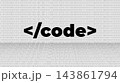 Software coding tag symbol over digital binary code wall background 143861794