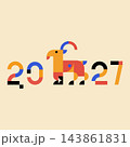 Year of the Goat 2027 Chinese New Year geometric abstract vector banner with retro colors 143861831