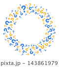 Question mark border with assorted icon patterns. Quiz, FAQ poster and survey template design with abstract elements for trivia games. 143861979
