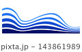 Blue wavy vector border with parallel stripes. Abstract curved separator for webpage layouts, presentation templates and contemporary graphic design projects. 143861989
