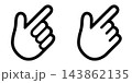 タップやクリックをする手のアイコン線画イラストセット スマホ操作のハンドサイン 143862135