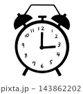 モノクロ目覚まし時計　線画イラスト 時間やスケジュールの素材 143862202