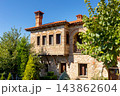 Meteora Greece Varlaam Monastery traditional stone architecture with arches 143862604