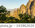 Meteora landscape, Greece. Massive rocks, cliffs, mountains, valley 143862626