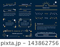 高級感のあるゴールドの見出しフレームとキラキラタイトル枠素材セット 143862756