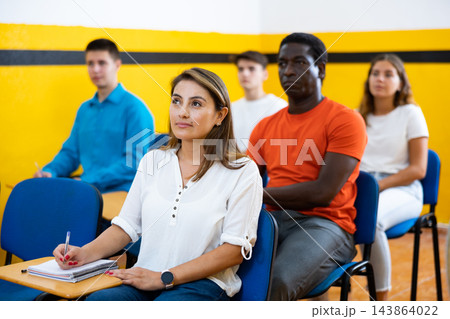 Woman studying in school for taxi drivers 143864022
