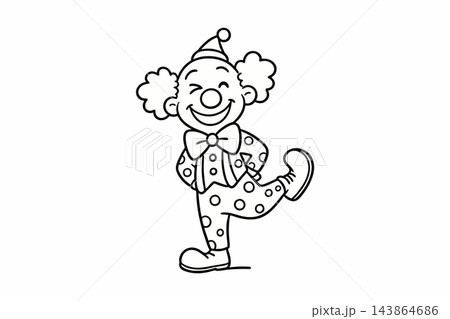 Cute Winking Clown Line Art Vector Illustration for Coloring Page Cute Winking Clown Line Art Vector Illustration for Coloring Page 143864686