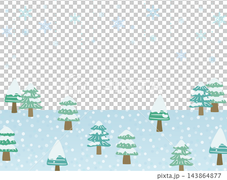 冬の雪景色の背景フレーム素材(雪の結晶、オーナメント) 冬の雪景色の背景フレーム素材(雪の結晶、オーナメント) 143864877