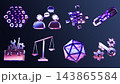 Neon glass business and technology 3D icon set. AI data cube, chatting people, chain link, tool box, scales, key and gears. Teamwork, communication, settings, digital network symbols. 3D illustration Neon glass business and technology 3D icon set. AI data cube, chatting people, chain link, tool box, scales, key and gears. Teamwork, communication, settings, digital network symbols. 3D illustration 143865584