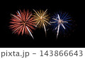 Festive colorful fireworks display isolated on black background for celebration and anniversary 143866643