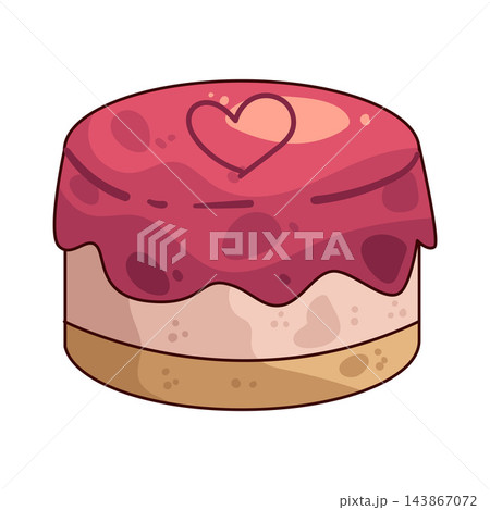 Illustration of Heart Decorated Cake Illustration of Heart Decorated Cake 143867072