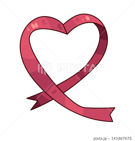 Illustration of Pink Ribbon Heart Illustration of Pink Ribbon Heart 143867078