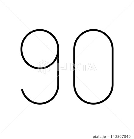 シンプルな数字の90のアイコンイラスト シンプルな数字の90のアイコンイラスト 143867840