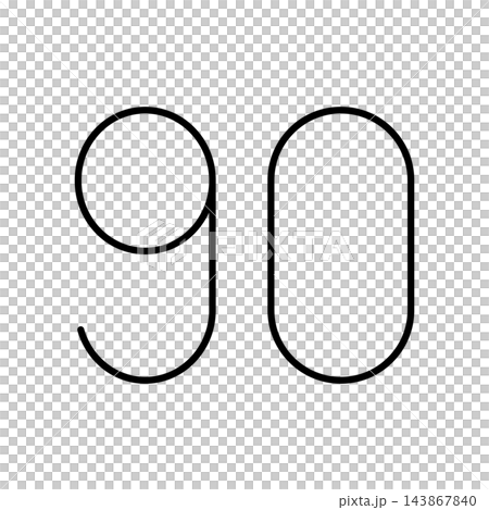シンプルな数字の90のアイコンイラスト シンプルな数字の90のアイコンイラスト 143867840