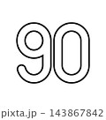 シンプルな数字の90のアイコンイラスト 143867842