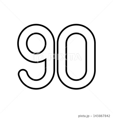 シンプルな数字の90のアイコンイラスト シンプルな数字の90のアイコンイラスト 143867842