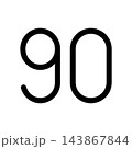 シンプルな数字の90のアイコンイラスト 143867844