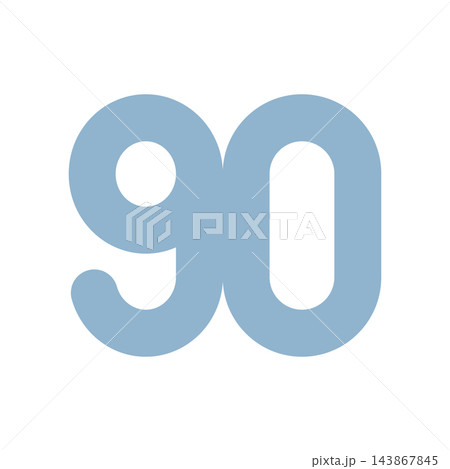 シンプルな数字の90のアイコンイラスト シンプルな数字の90のアイコンイラスト 143867845