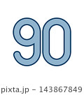 シンプルな数字の90のアイコンイラスト 143867849