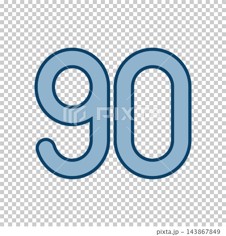 シンプルな数字の90のアイコンイラスト シンプルな数字の90のアイコンイラスト 143867849