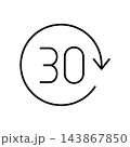 30の数字と円形矢印のカウントダウンタイマーのアイコンイラスト 143867850