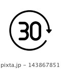 30の数字と円形矢印のカウントダウンタイマーのアイコンイラスト 143867851