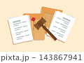 Judge Gavel with Legal Documents Floder illustration 143867941