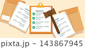 Judge Gavel with Legal Documents Floder illustration 143867945