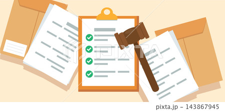 Judge Gavel with Legal Documents Floder illustration 143867945
