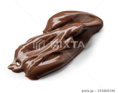 Glossy brown chocolate spread smear isolated on white background Glossy brown chocolate spread smear isolated on white background 143868190