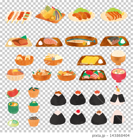 Japanese food watercolor illustration set Japanese food watercolor illustration set 143868404