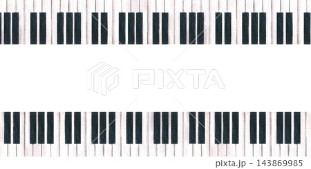Watercolor piano keyboard horizontal border...のイラスト素材 [143869985] - PIXTA