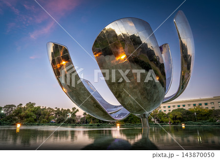 Buenos Aires Floralis Generica Blue Hour Metallic Flower Sculpture 143870050