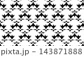 Seamless black and white ornamental pattern, abstract crown and fleur-de-lis motifs, repeating vector background texture. 143871888