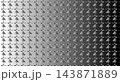 Seamless 3D geometric pattern, metallic embossed motifs with gradient black and white background, vector texture. 143871889