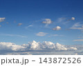 Blue Sky With Puffy Cumulus Clouds Over Horizon, Bright Daylight And Serene Atmosphere 143872526