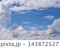 Bright Blue Sky With Fluffy White Clouds and Soft Cumulus Cloudscape Over Open Air 143872527