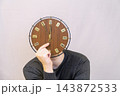 Person Holding Vintage Wall Clock Over Face Representing Time Pressure, Anonymity, Deadlines And Procrastination 143872533