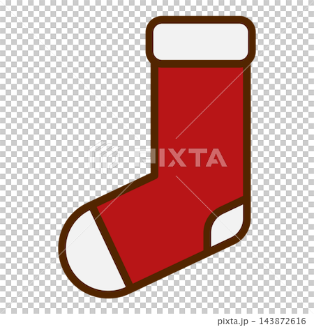 A simple illustration of a red Christmas stocking for putting presents in. A simple illustration of a red Christmas stocking for putting presents in. 143872616