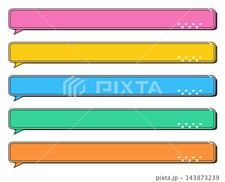ポップ 吹き出し風 テロップ枠 5色セット 143873239