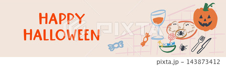 Happy Halloween celebration with pumpkins and 143873412