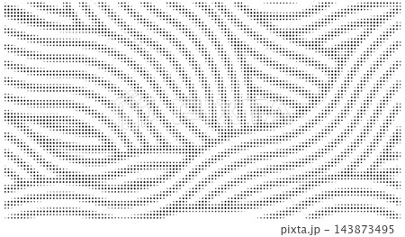 Halftone dotted flowing wave line pattern background. Abstract zebra stripe texture vector illustration overlay. Halftone dotted flowing wave line pattern background. Abstract zebra stripe texture vector illustration overlay. 143873495