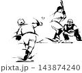 投手と打者が対峙する野球の墨絵イラスト・スポーツポスター向けデザイン素材 143874240