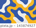 Abstract paper texture background with dark blue, yellow, white camouflage pattern with organic wavy lines and camo shapes 143874927