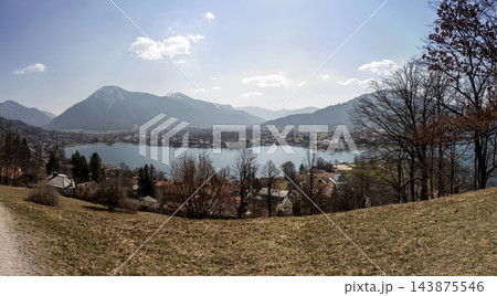 Panoramic view, lake Tegernsee, Bavaria, Germany 143875546