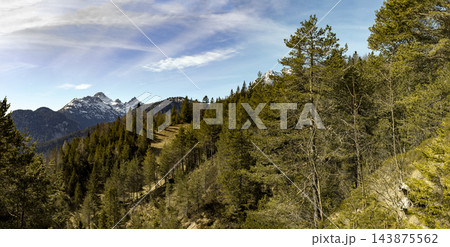 Panoramic landscape view, Kranzberg mountain, Bavaria, Germany Panoramic landscape view, Kranzberg mountain, Bavaria, Germany 143875562