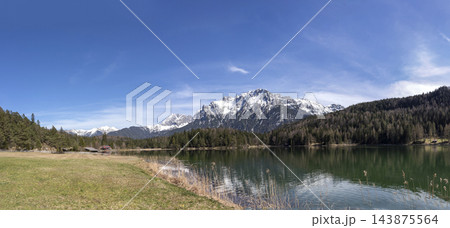 Panoramic landscape view, Kranzberg mountain, Bavaria, Germany 143875564