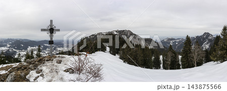 Panoramic landscape view, Schweinsberg mountain, Bavaria, Germany 143875566